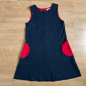 Lisa Perry Sleeveless Mid Dress Red Circle Pockets Size 8